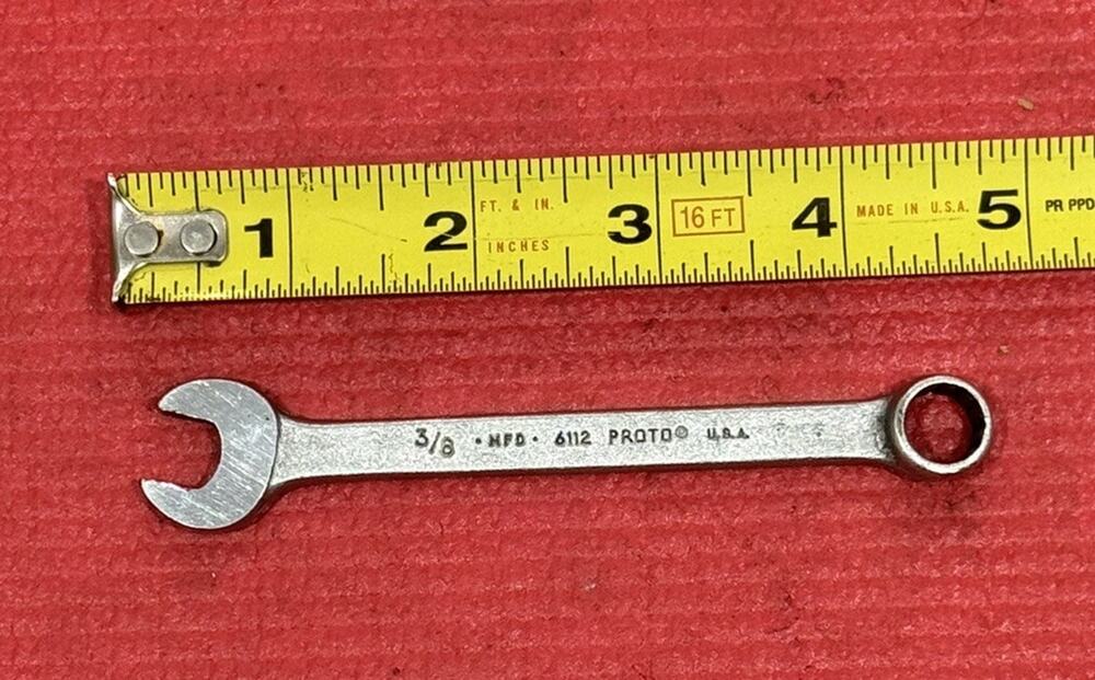 Vintage PROTO Tools 6112, SAE 3/8" Combination Wrench 12PT USA